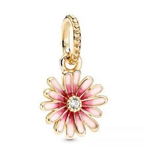 Pink Daisy Flower Dangle Charm